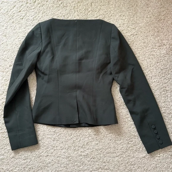 New PAIGE Rhea Sweetheart Top bustier long sleeves blouse jacket olive 4 small - Picture 3 of 8